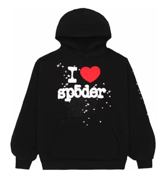 Sp5der I Heart SP5 Souvenir Hoodie Black